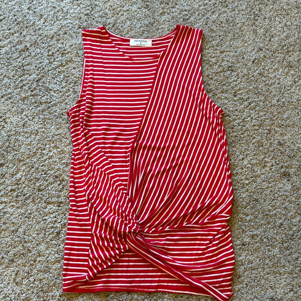 Zenana Striped Twist-front Top